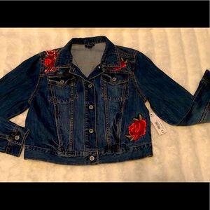 New with Tags Ana Rose embroidered denim jeans jacket Size Large